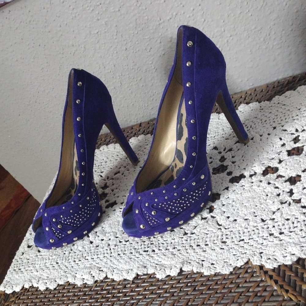 Gianni Bini Purple Rhinestone Embellished Heels